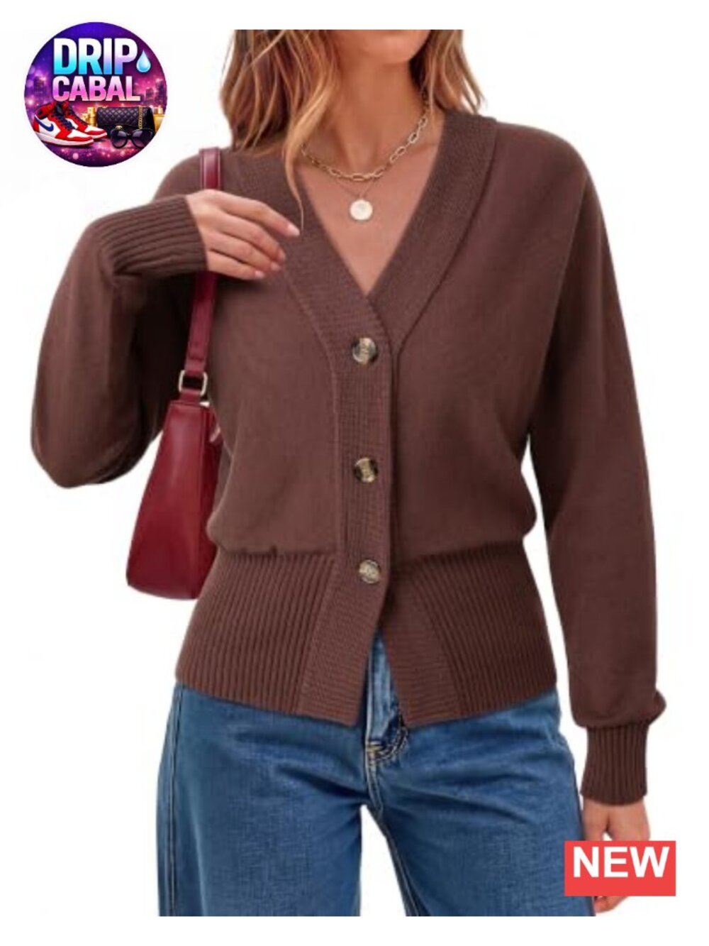 Women's V Neck Button Up Knit Cardigan Sweater Dressy Casual